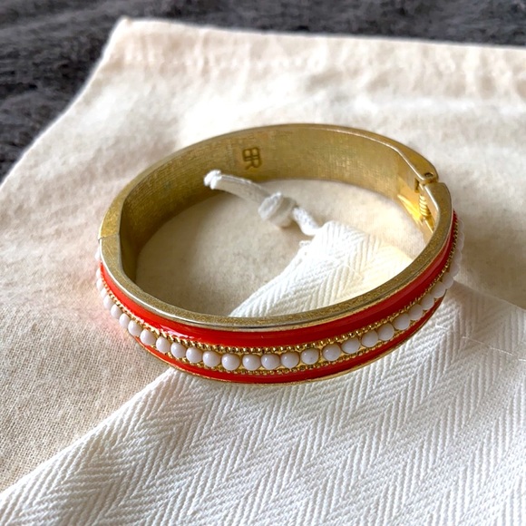 Banana Republic Hinged Bracelet, Gold/Coral/White - Picture 2 of 3